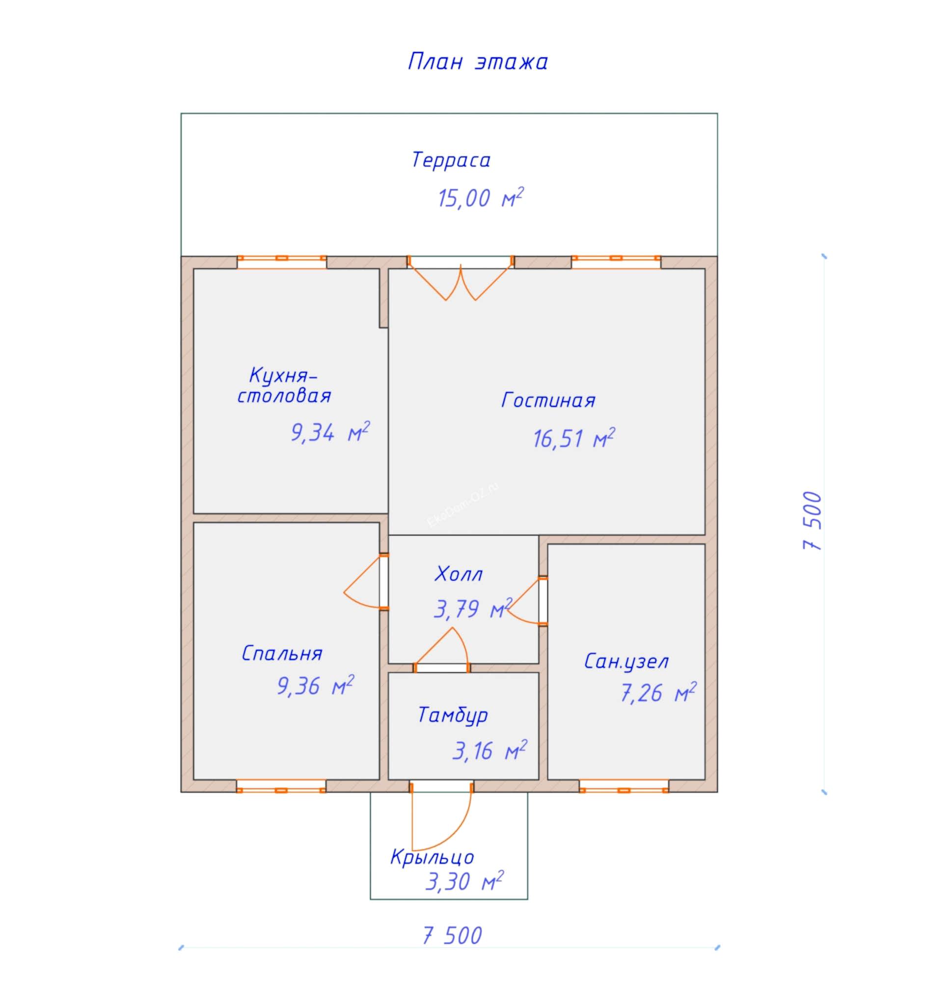 план этажа дом 75 м2